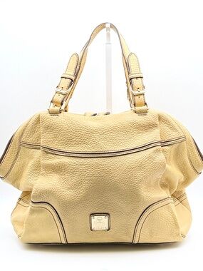 MCM Yellow Pebbled Leather Studded Hobo Satchel Bag Vintage